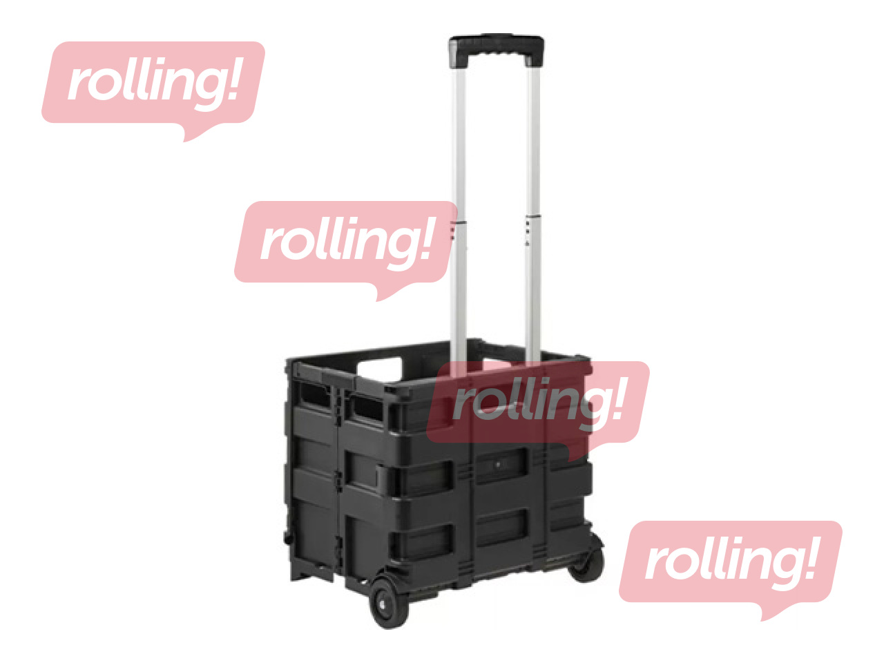 Ratiņi Keeeper Olli, saliekami, melni, kravnesība 25kg, 38x36x33cm