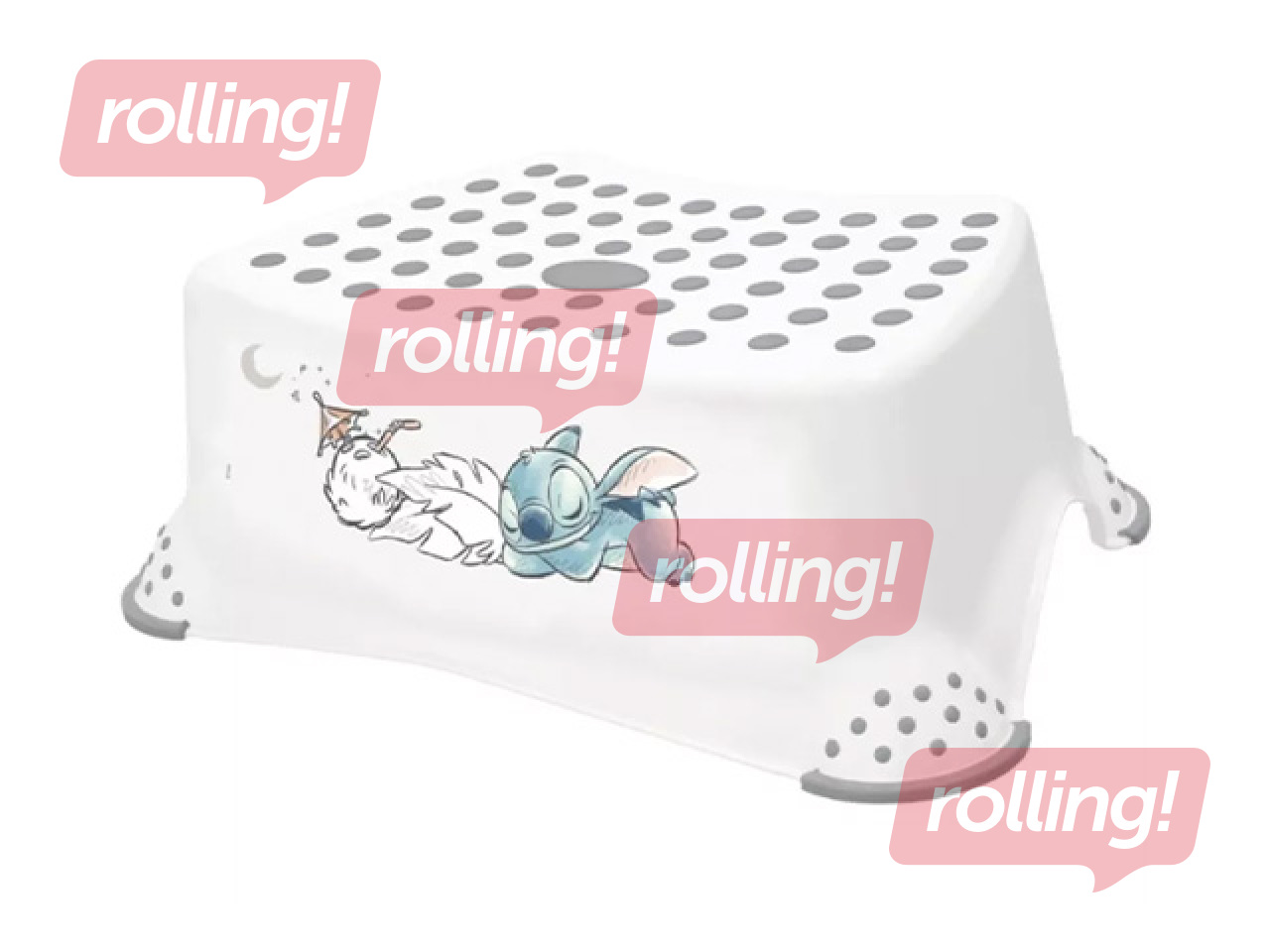 Pakāpienu soliņš Keeeper Tomek Stitch, balts, 40.5x28.5x14cm