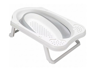 Bērnu vanniņa Keeeper Maja Pure, salokāma, ar korķi, pelēka, 48x82x23.5cm