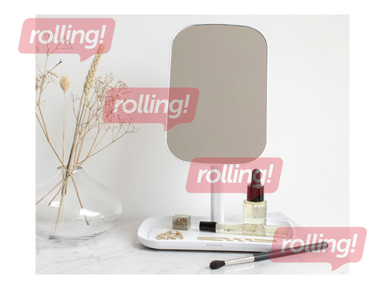 Косметическое зеркало Brabantia, с органайзером, белое, 12.6x20x28.3см