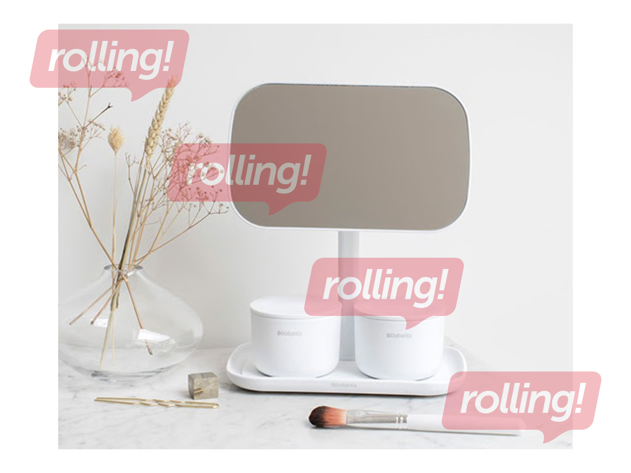 Kosmētiskais spogulis Brabantia, ar organizatoru, balts, 12.6x20x28.3cm