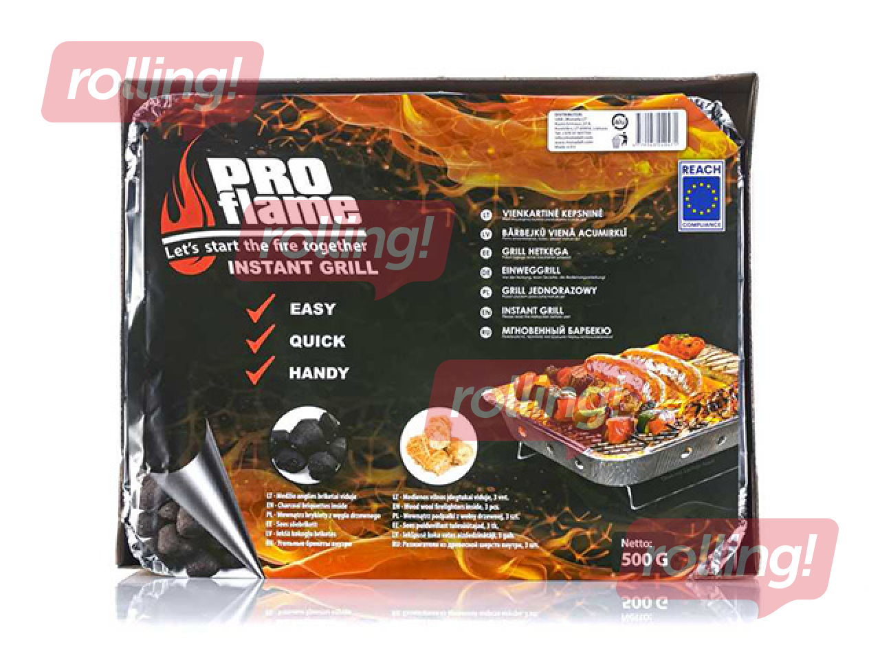 Charcoal grill Pro Flame Expert, disposable, 31.5x25.5x6.2cm