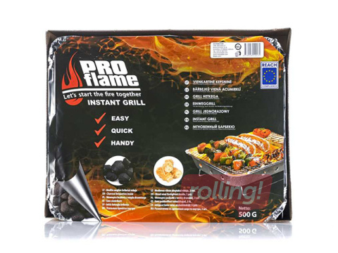 Kokogļu grils Pro Flame Expert, vienreizlietojams, 31.5x25.5x6.2cm