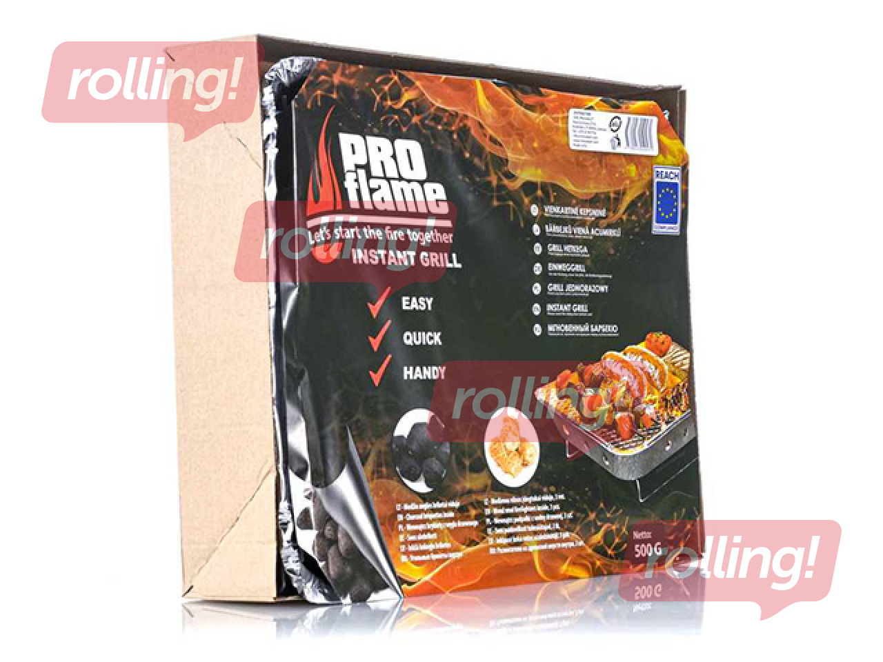 Kokogļu grils Pro Flame Expert, vienreizlietojams, 31.5x25.5x6.2cm