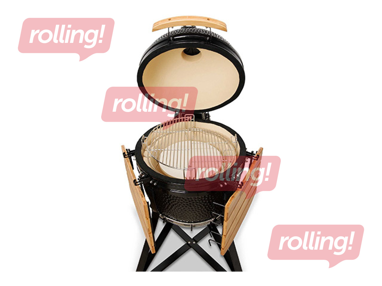 Kokogļu grils Kamado Bono Media, ar riteņiem, melns, Ø52cm