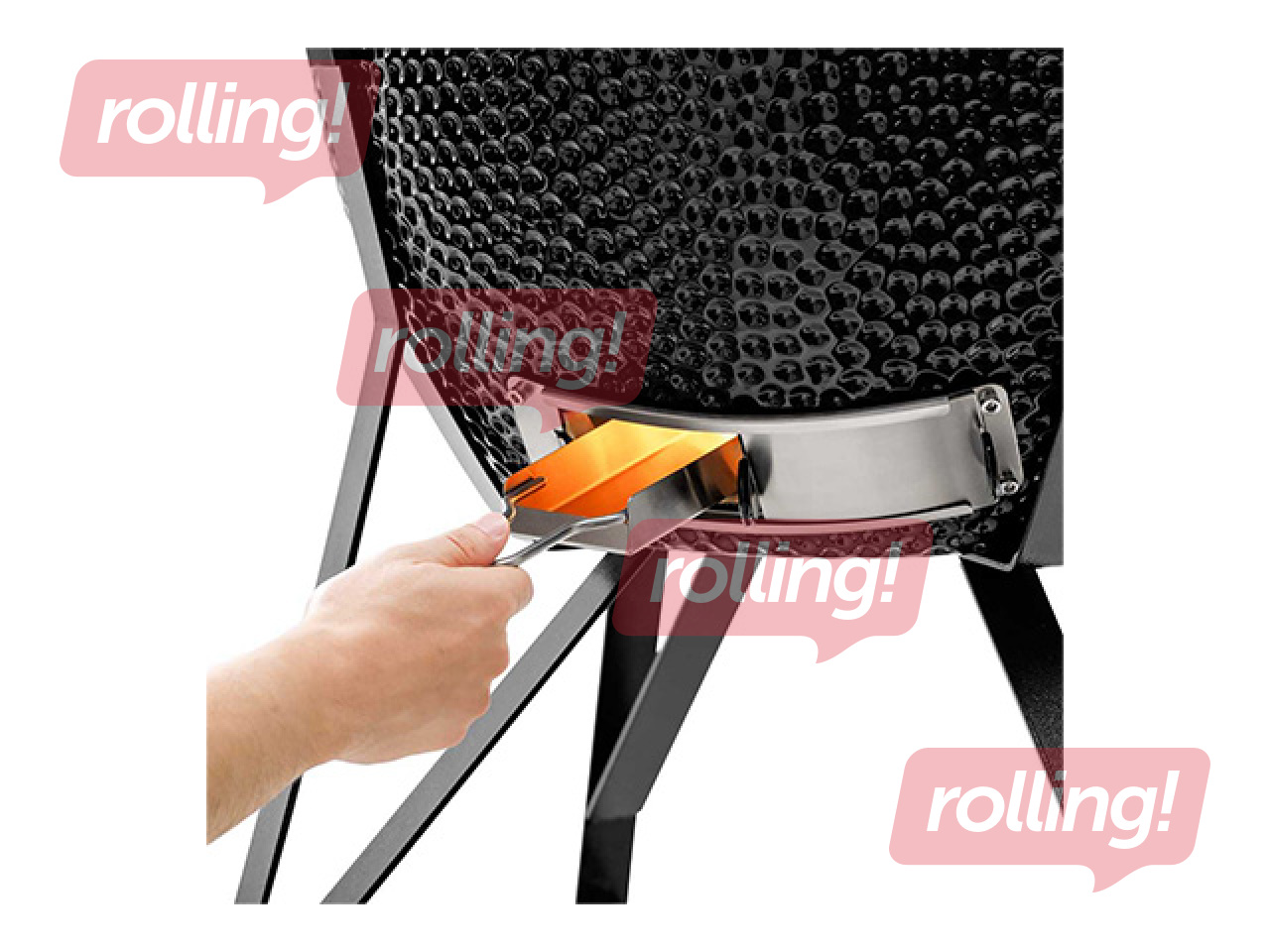 Kokogļu grils Kamado Bono Media, ar riteņiem, melns, Ø52cm