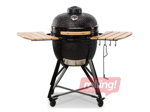 Kokogļu grils Kamado Bono Media, melns, ar riteņiem, Ø52cm