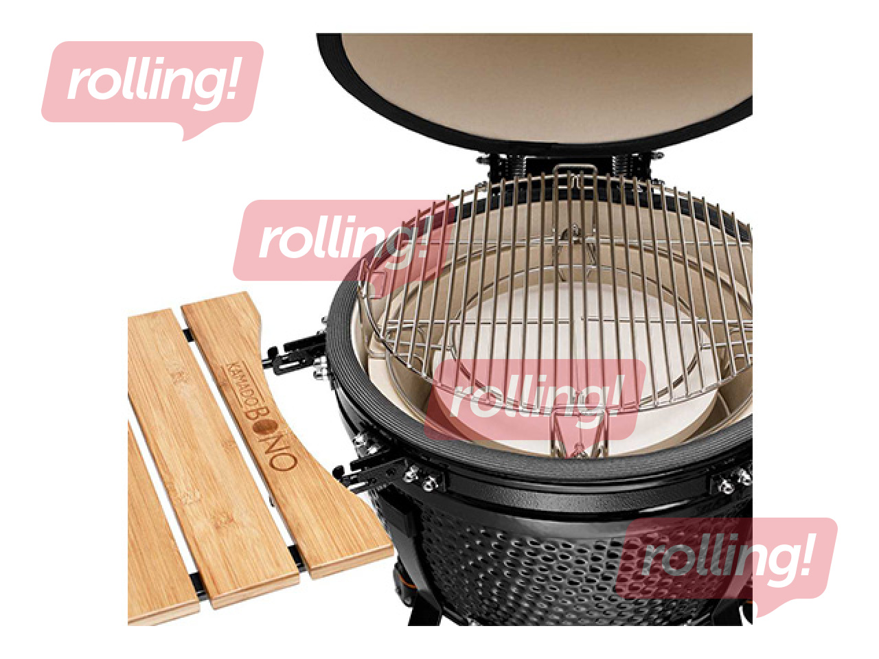 Kokogļu grils Kamado Bono Media, melns, ar riteņiem, Ø52cm