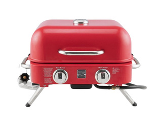 Gas Grill Kenmore Retro, Tabletop, Portable, with 2 Burners, Red