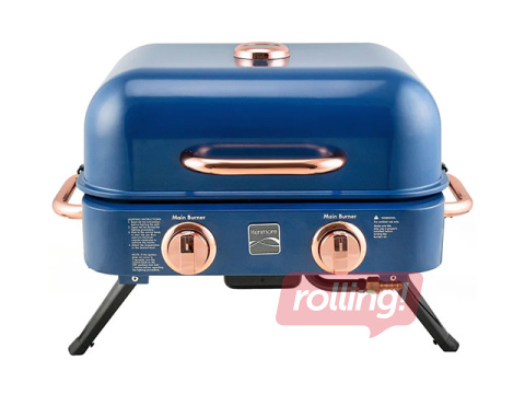 Gāzes grils Kenmore Retro, galda, pārnēsājams, ar 2 degļiem, tumši zils