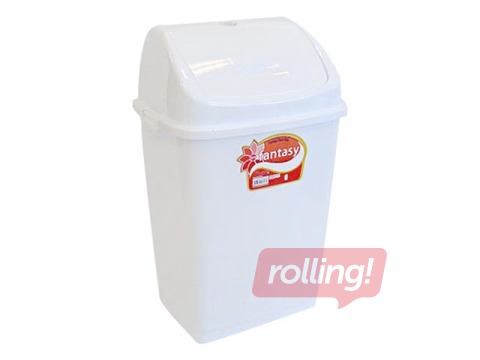 Atkritumu tvertne ar šūpojošos vāku FANTASY plastmasas, balta, 50 l