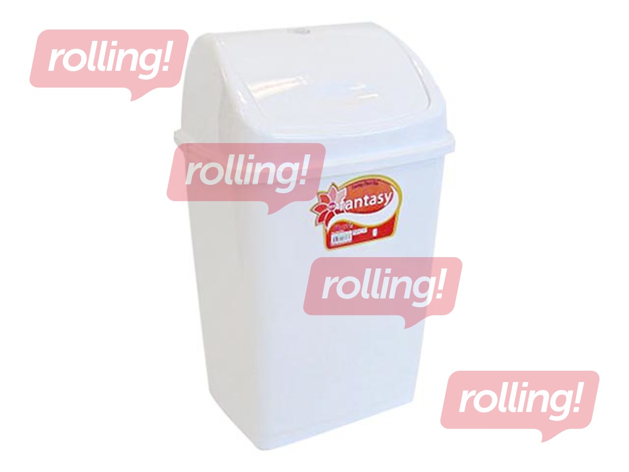 Atkritumu tvertne ar šūpojošos vāku FANTASY plastmasas, balta, 50 l