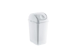 Waste bin with swinging lid SLIM plastic, white, 5 l