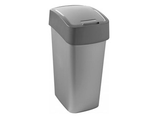 Atkritumu tvertne Flip Bin, plastmasas, sudraba/pelēka, 45l