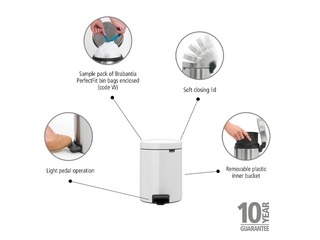 Мусорное ведро с педалью NewIcon, белое, 5л