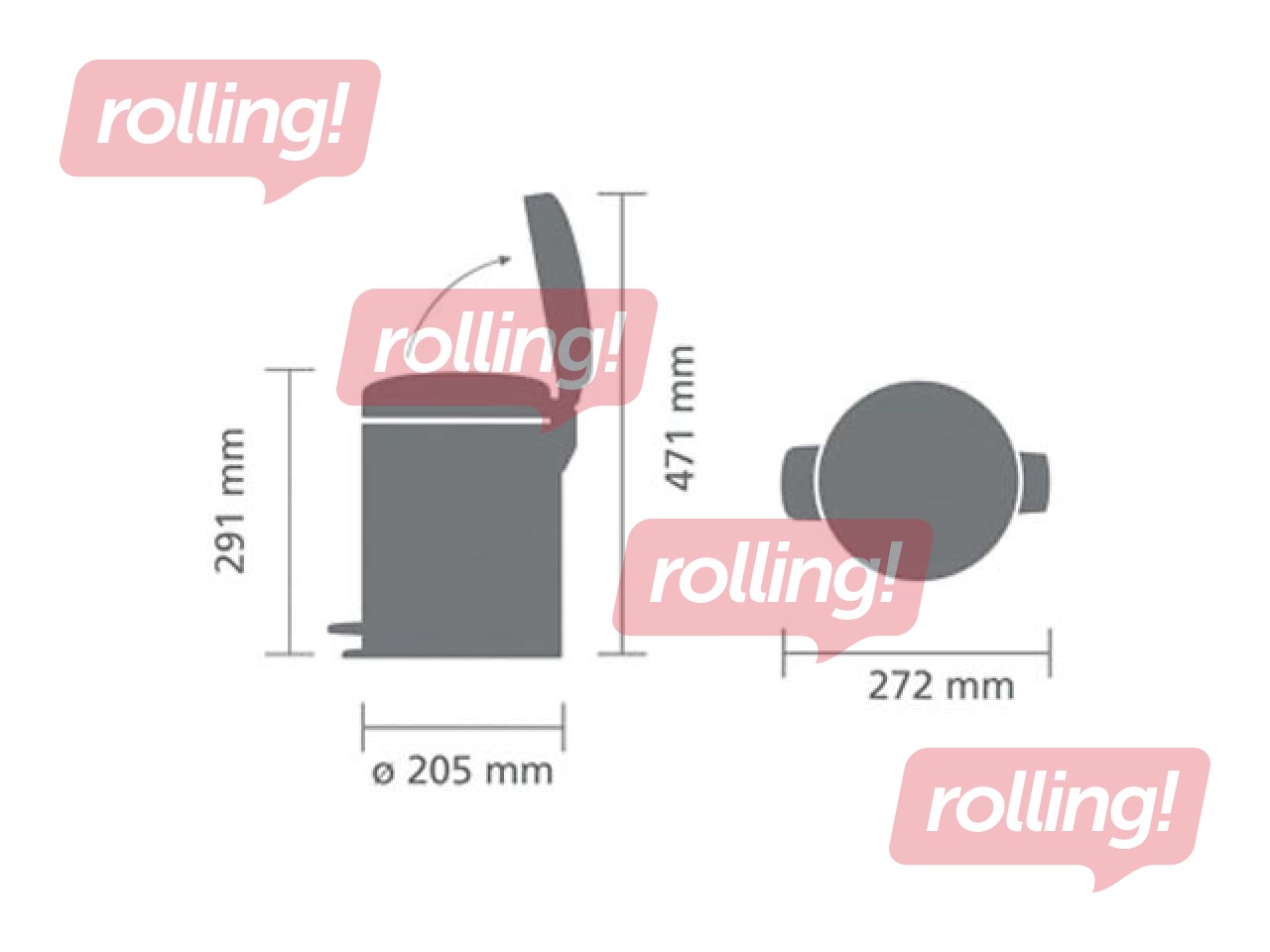 Atkritumu tvertne ar pedāli NewIcon, platīna, 5l