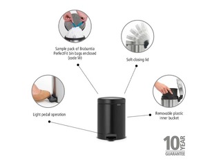 Мусорное ведро с педалью NewIcon, матово-чёрное, 5л