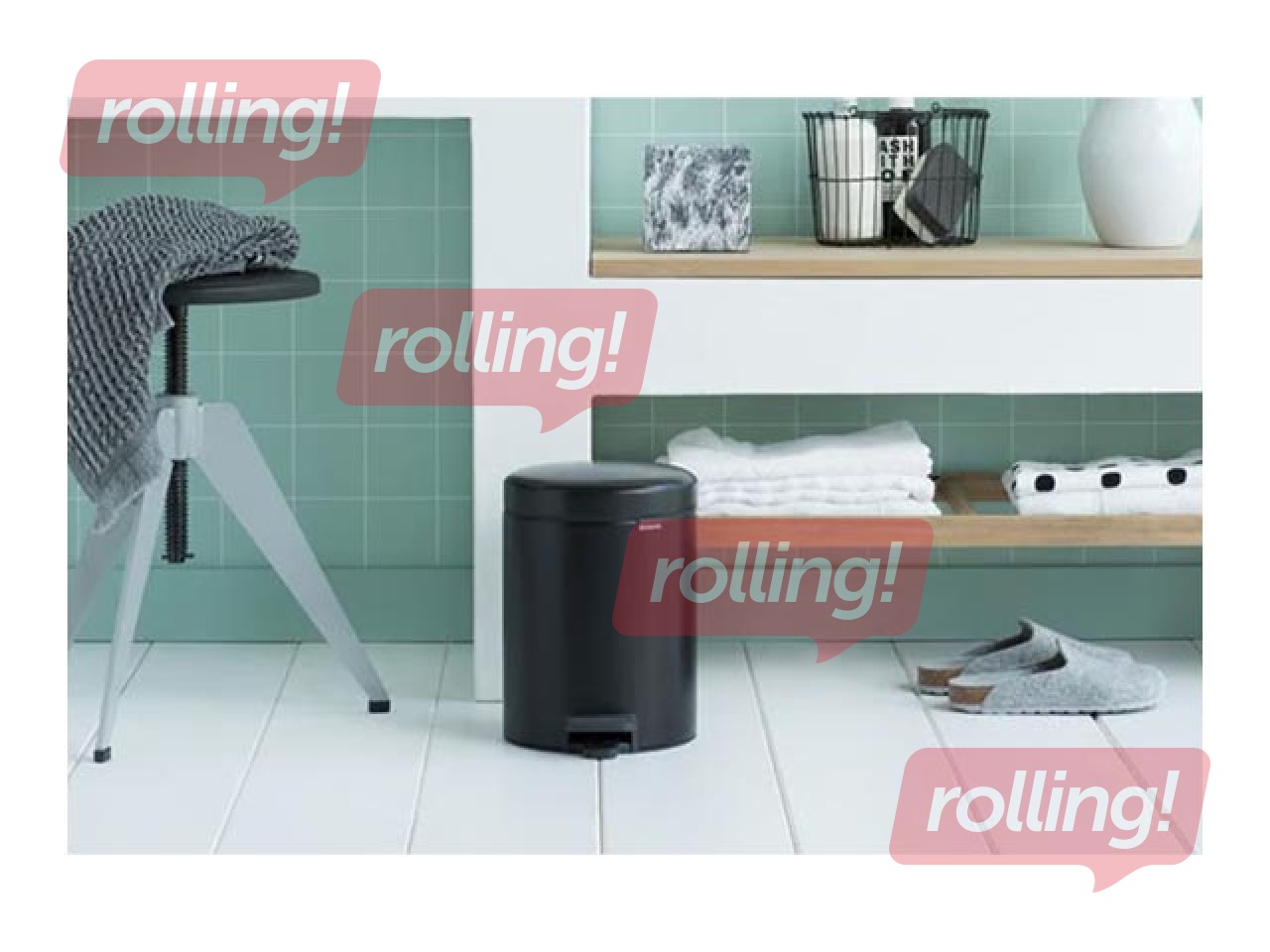 Мусорное ведро с педалью NewIcon, матово-чёрное, 5л