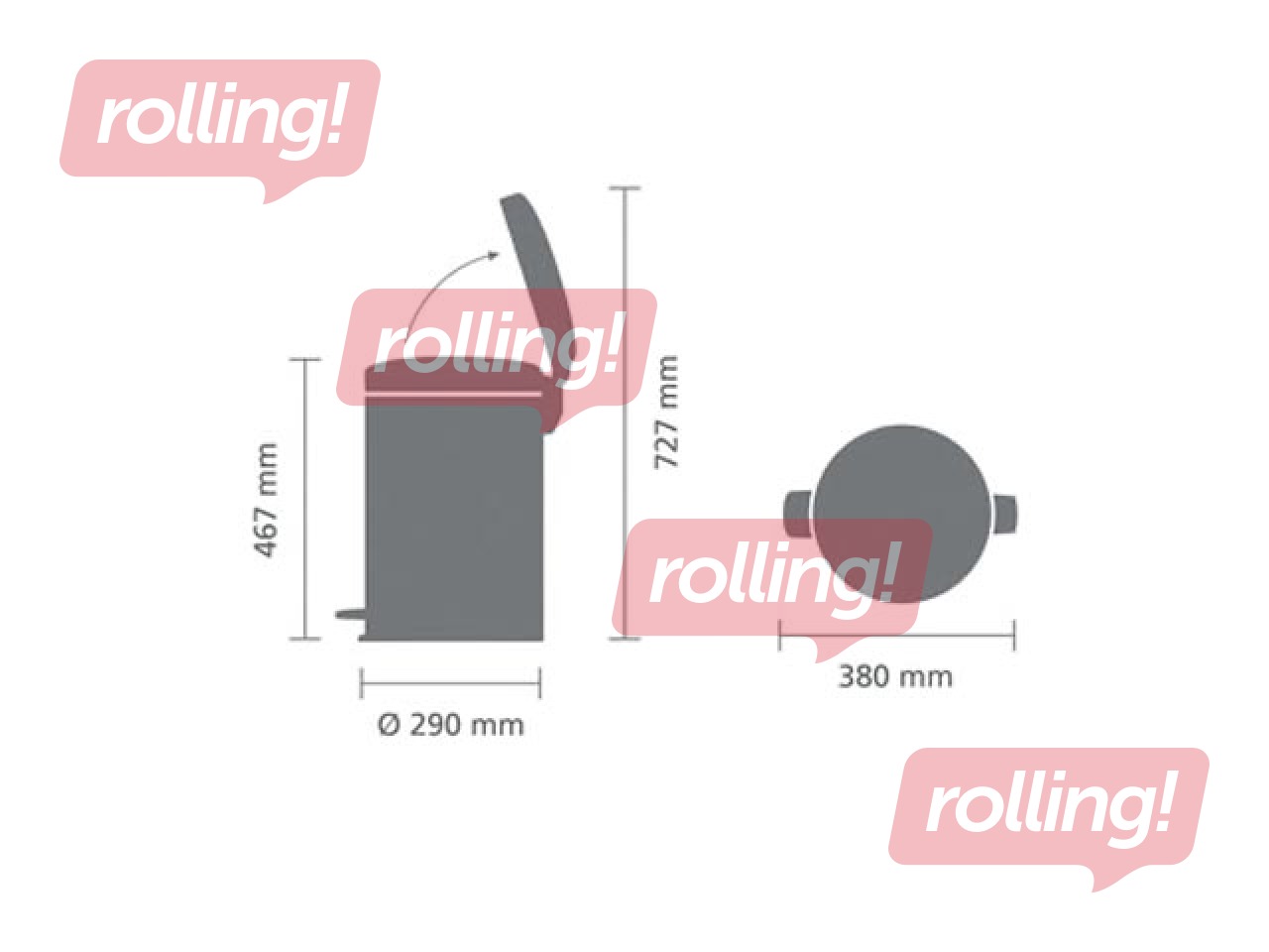 Atkritumu tvertne ar pedāli NewIcon, balta, 20l