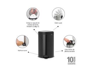 Atkritumu tvertne ar pedāli NewIcon, matēti melna, 20l