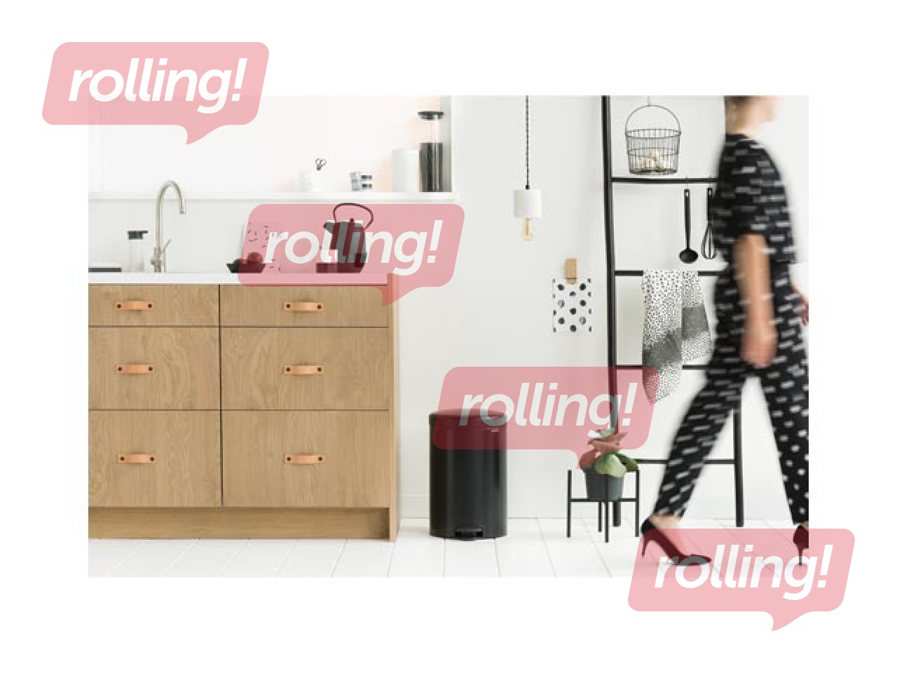 Atkritumu tvertne ar pedāli NewIcon, matēti melna, 20l