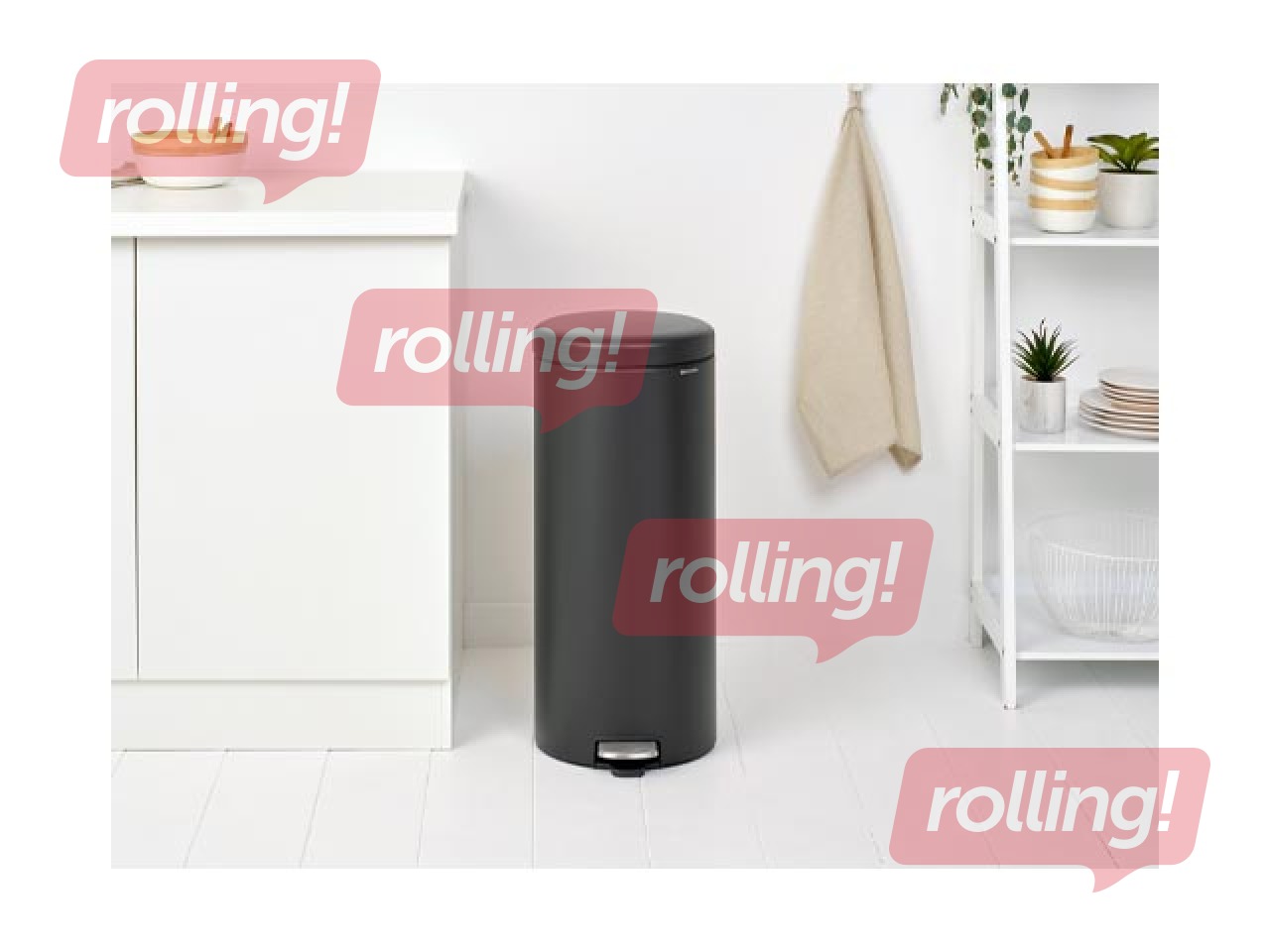 Atkritumu tvertne ar pedāli NewIcon, minerālpelēka, 30l