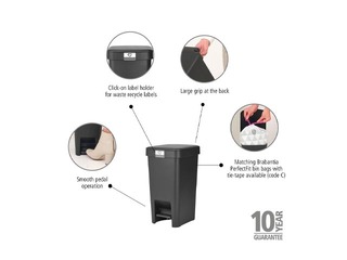 Atkritumu tvertne ar pedāli StepUp, tumši pelēka, 10l