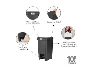 Atkritumu tvertne ar pedāli StepUp, tumši pelēka, 16l