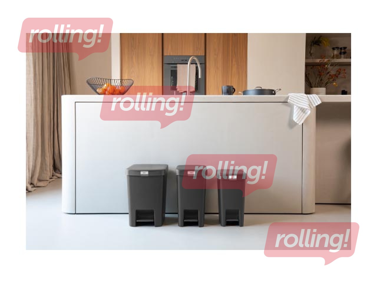 Atkritumu tvertne ar pedāli StepUp, tumši pelēka, 16l