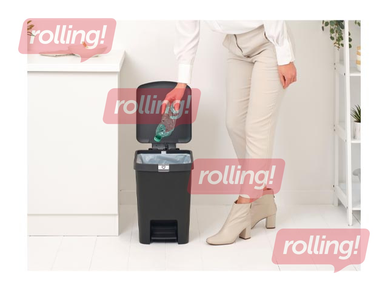 Atkritumu tvertne ar pedāli StepUp, tumši pelēka, 25l