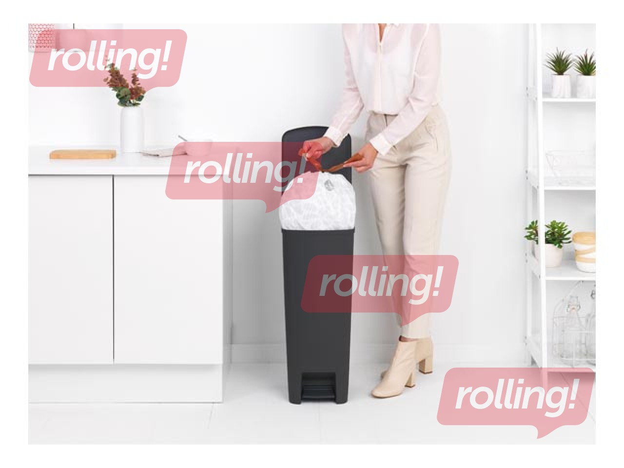 Atkritumu tvertne ar pedāli StepUp, tumši pelēka, 40l