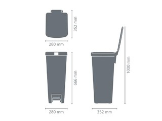 Мусорное ведро с педалью StepUp, тёмно-серое, 40л