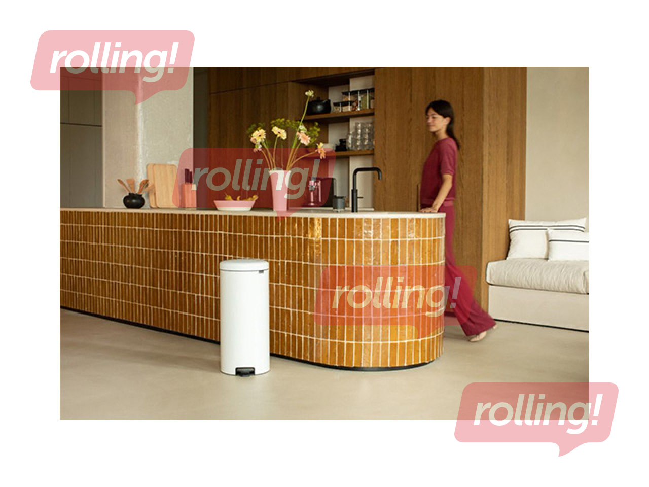 Atkritumu tvertne ar pedāli Brabantia, NewIcon, balta, 30l