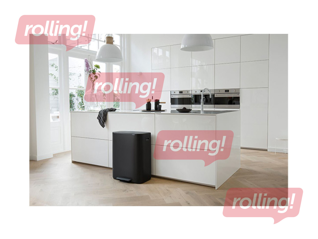 Atkritumu tvertne ar pedāli Brabantia, Bo, matēti melna, 60l