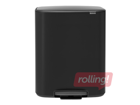 Atkritumu tvertne ar pedāli Brabantia, Bo, matēti melna, 2x30l