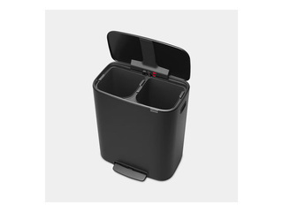 Atkritumu tvertne ar pedāli Brabantia, Bo, matēti melna, 2x30l