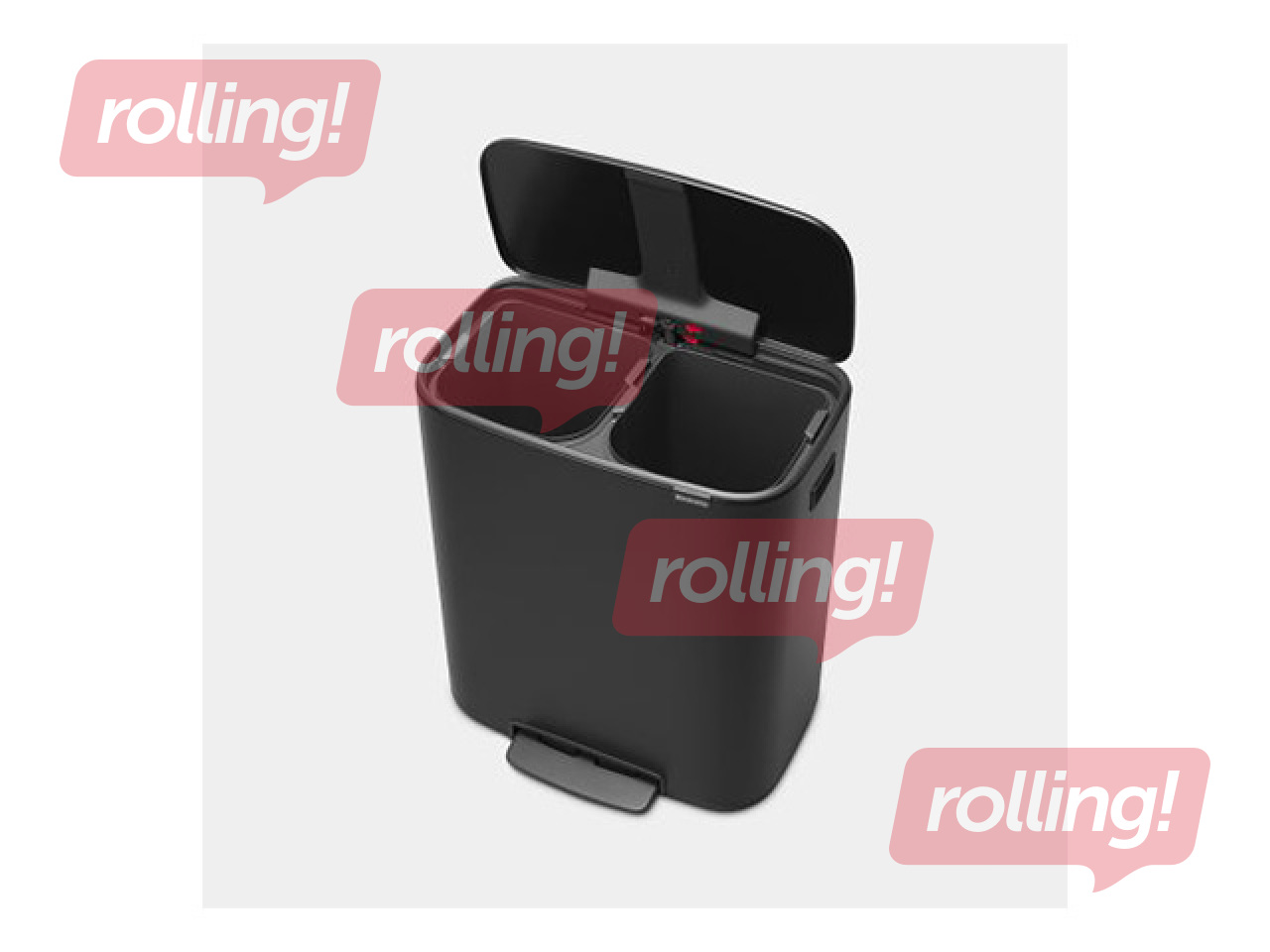 Atkritumu tvertne ar pedāli Brabantia, Bo, matēti melna, 2x30l