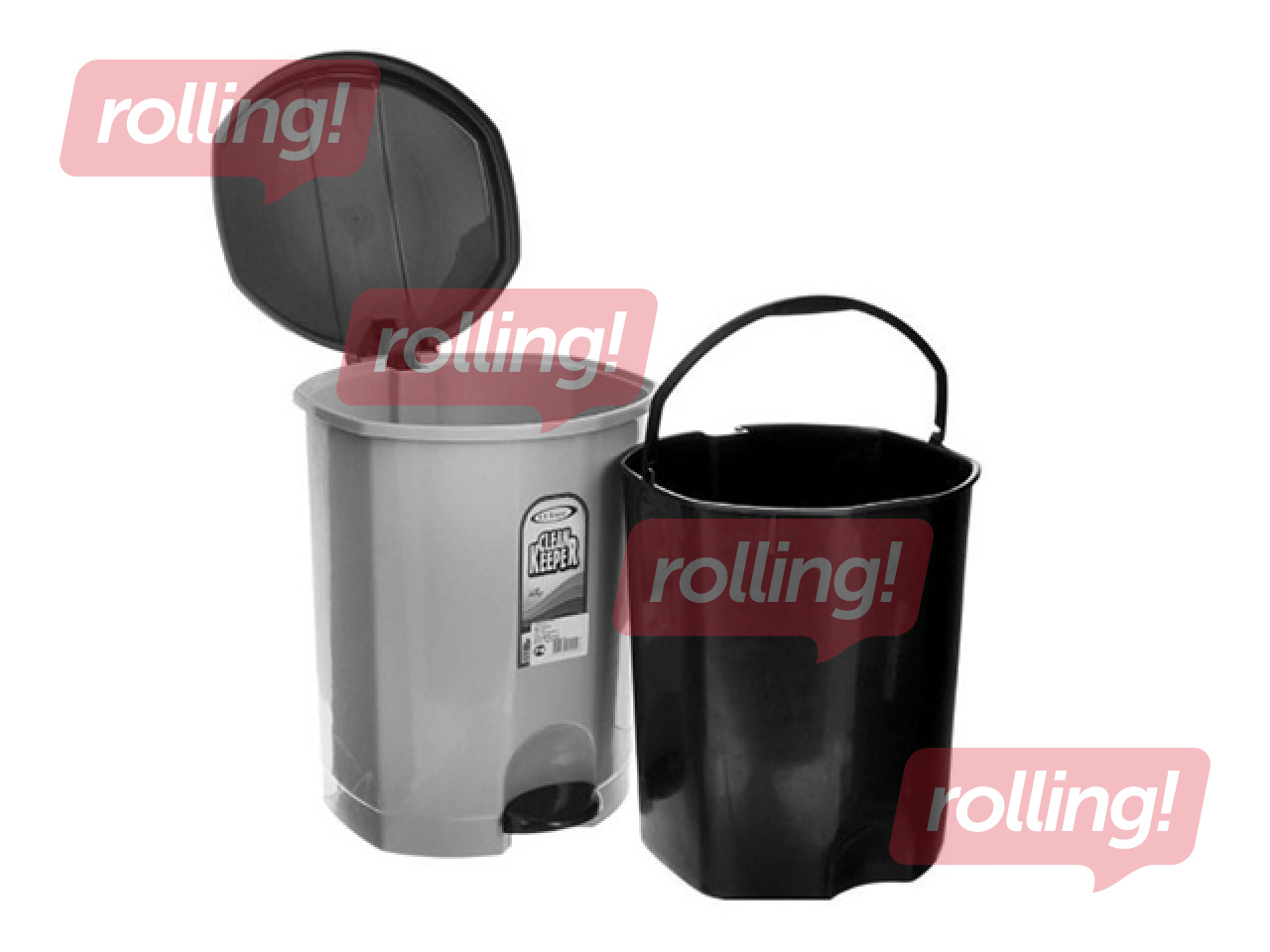 Atkritumu tvertne ar pedāli Clean Keeper, pelēka, 18l