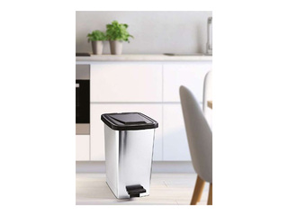 Atkritumu tvertne ar pedāli Ozer, Slim, metāliska, 15l