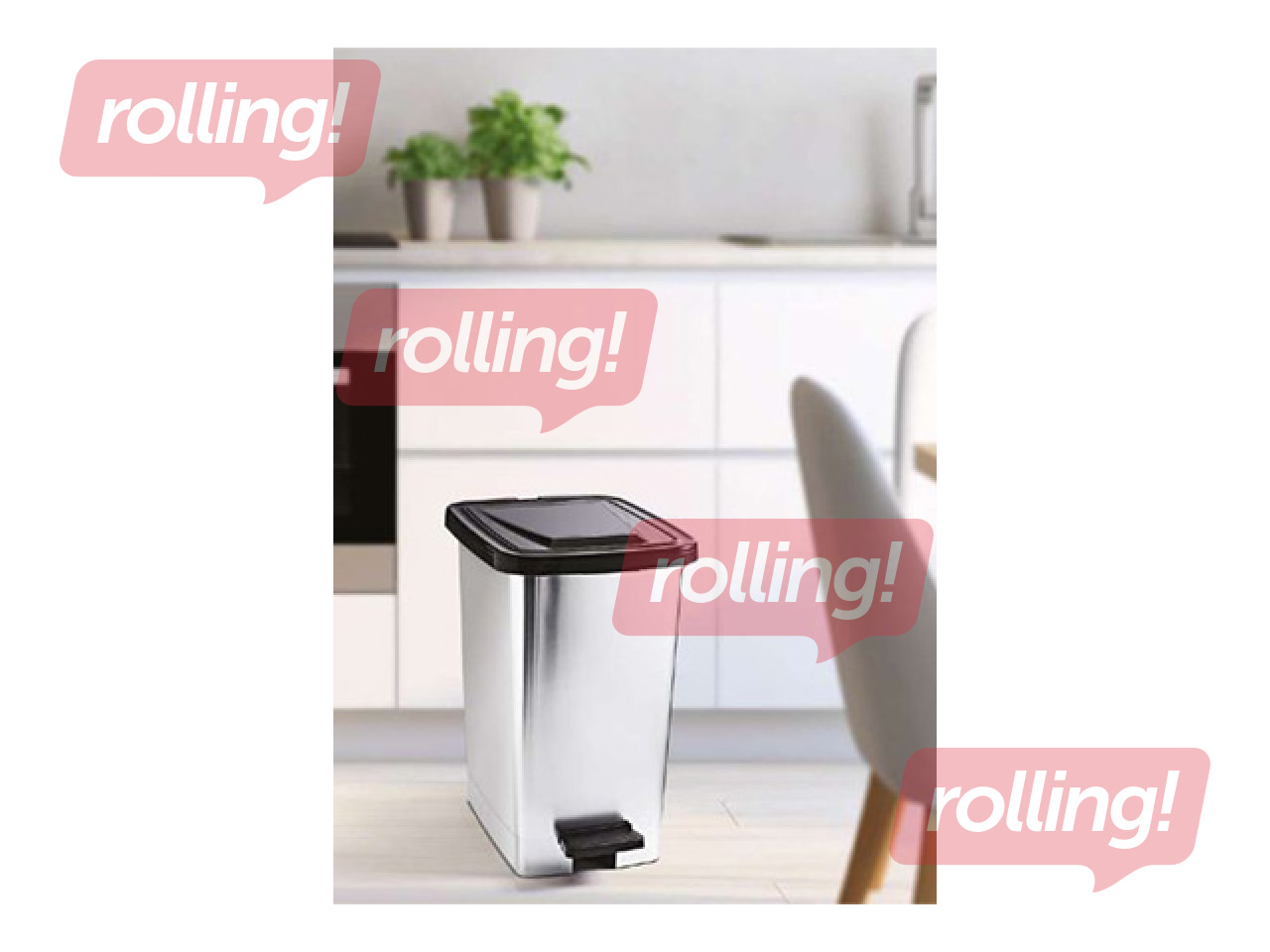 Atkritumu tvertne ar pedāli Ozer, Slim, metāliska, 15l