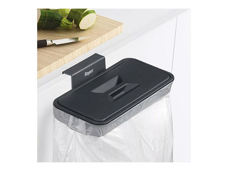 Atkritumu maisu turētājs Rayen, ar vāku, uzkarināms, melns, 24.5x13.5cm