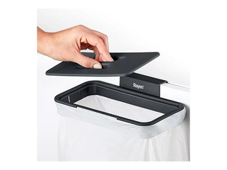 Atkritumu maisu turētājs Rayen, ar vāku, uzkarināms, melns, 24.5x13.5cm