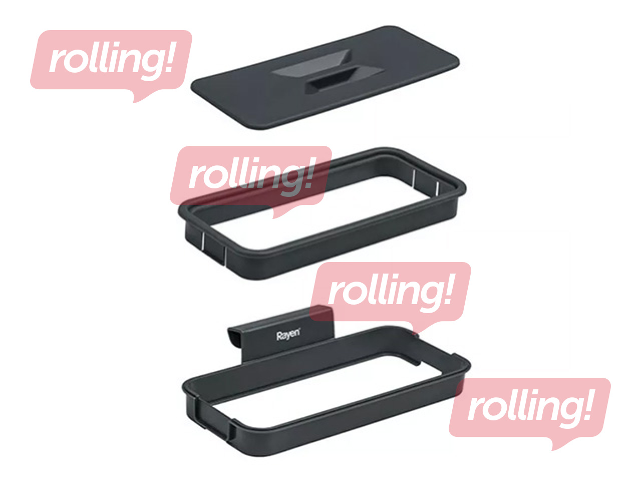 Atkritumu maisu turētājs Rayen, ar vāku, uzkarināms, melns, 24.5x13.5cm