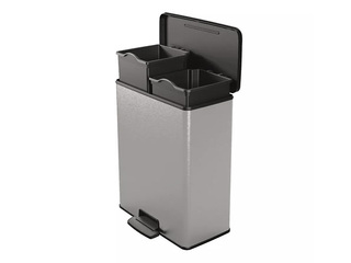 Prügikast Curver, Deco Bin Duo, pedaaliga, 2 sektsiooni, hõbedane, 26+26l