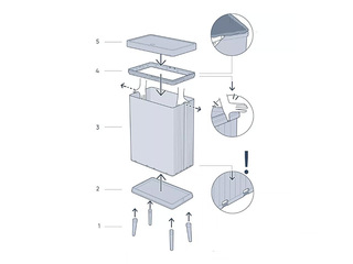 Мусорное ведро Curver, Verto High, жемчужно-синее, с ножками, 54л