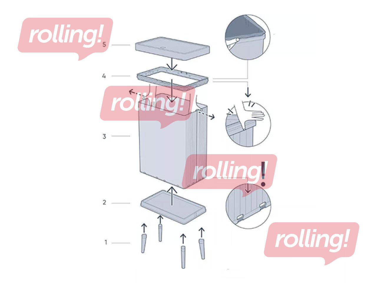 Atkritumu tvertne Curver, Verto High, ar kājām, pērļu pelēka, 54l