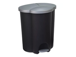 Atkritumu tvertne Curver, Trio, ar pedāli, 3 nodalījumi, melns, sudraba, 17+17+6l