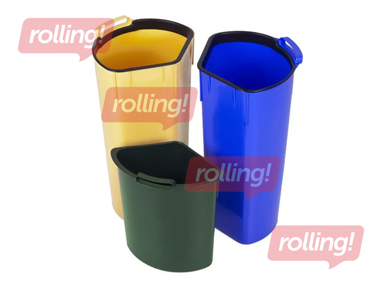 Atkritumu tvertne Curver, Trio, ar pedāli, 3 nodalījumi, melns, sudraba, 17+17+6l