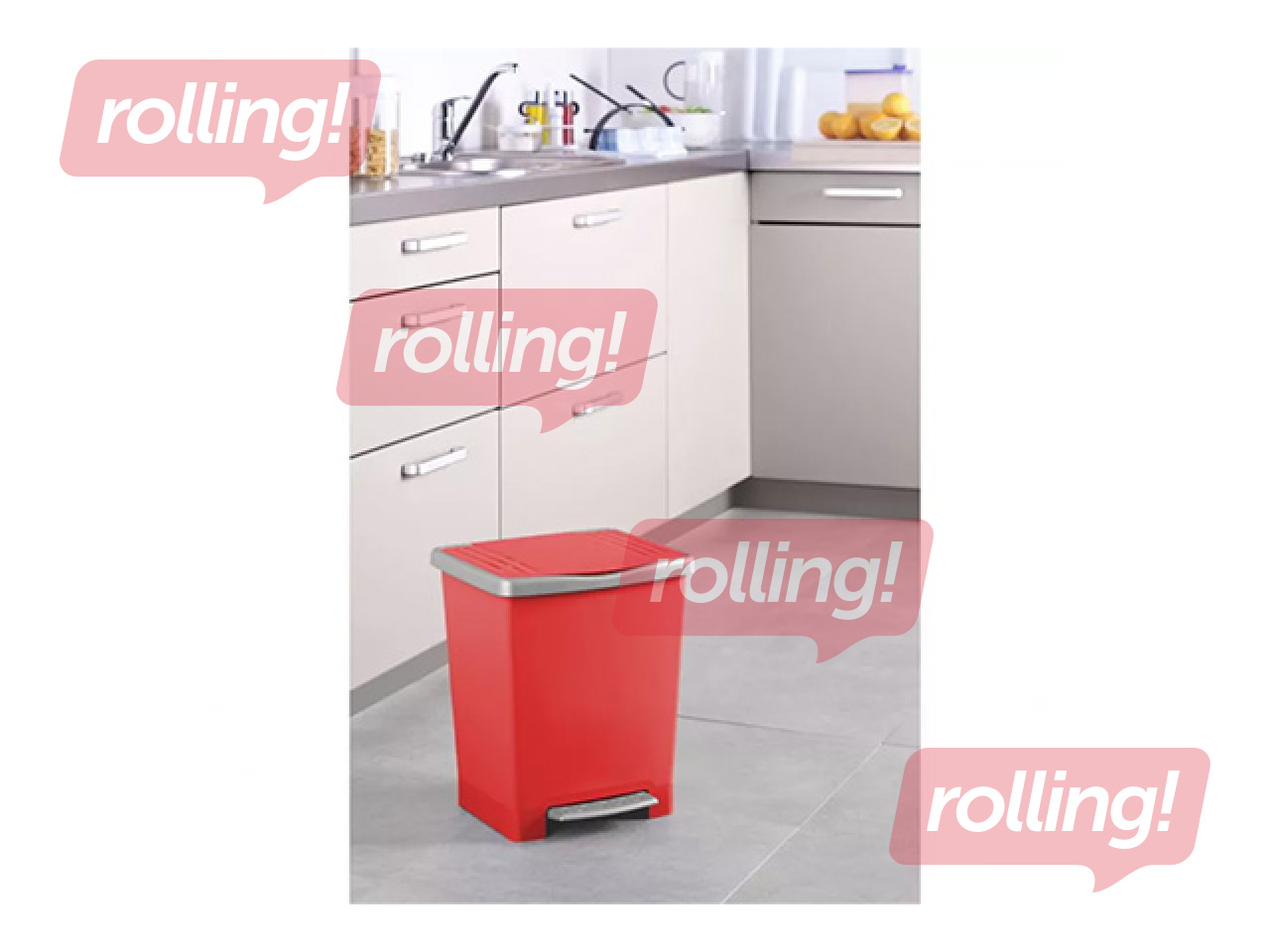 Atkritumu tvertne Tatay Millenium, ar pedāli, sarkana, 23l