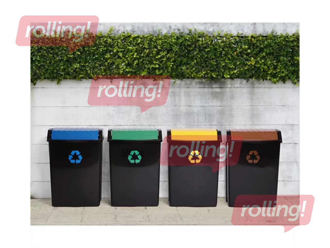 Atkritumu tvertne Tatay, melna ar dzeltenu vāku, 50l